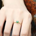 Simple Female Small Green Stone Ring Vintage Yellow Gold Color Love Wedding Ring Fashion Promise Engagement Rings For Women.