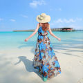 Beach Dress Women's Thailand Phuket Beach Vacation Bohemian Dress Chiffon Slim Fit Suspender Dress Summer.
