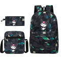My Melody Kuromi Printed School Bag 3 Piece Set Pencil Case, Shoulder Bag, Backpack, Student Hugh.