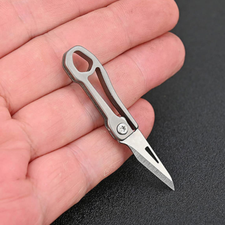 Mini Titanium Alloy Folding Knife Portable Small Blade EDC Keychain