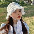 OMEA Lace Bucket Hat Women Cute Floral Fisherman Hat Summer Beach Visor Adjustable Ribbon Wide Brim Bonnet Elegant Cap Luxury.