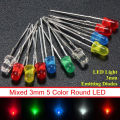 50Pcs LED Mixed 3mm 5 Color Red Green Blue Yellow White Round LED Light Emitting Diode Basic Light Bulbs. 