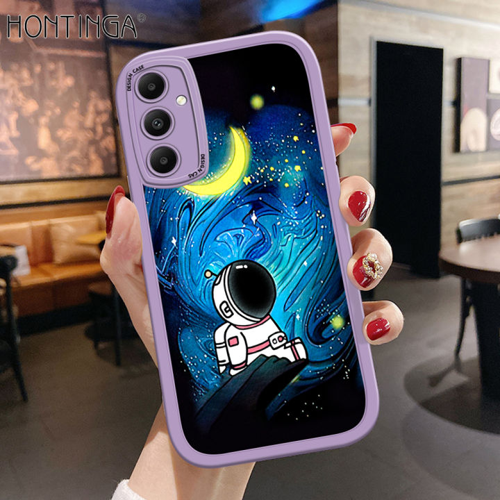Hontinga%20for%20Samsung%20A05%20A05S%20Back%20Cover%20PU%20Leather%20Moon%20Astronaut%20Phone%20Case%20Soft%20Silicone%20Edge%20Mobile%20Cover%20-%20Image%202