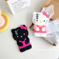 Hello Kitty Cartoon 3D Bow Phone Case For Samsung Galaxy S24 Ultra S23 Plus S22 S21 S20 FE Y2K Anti Fall Soft Silicone Cover.