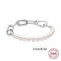 925 Sterling Silver Chain Bracelet For Original Pandora Me Charm DIY For Women Fashion Jewelry ME Link Bracelets Simple Making.