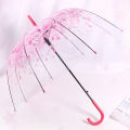 Outdoor Korean Umbrella Folding Cute Korean Mini Fresh Simple Sen Series Trifold Cherry Blossom Transparent Japanese Umbrella Moonlight Shines.