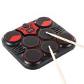 Tabletop Electronic Drum USB/Battery Powered 7 Pads Portable Drum Set - black. 