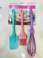 3 in 1 Silicone Kitchenware, 3-Piece Baking Kit, Basting Brush, Dough Spatula & Whisk, Silicone Kitchen Utensils, Silicone Baking tools Pack of 3. CD:P20.. 