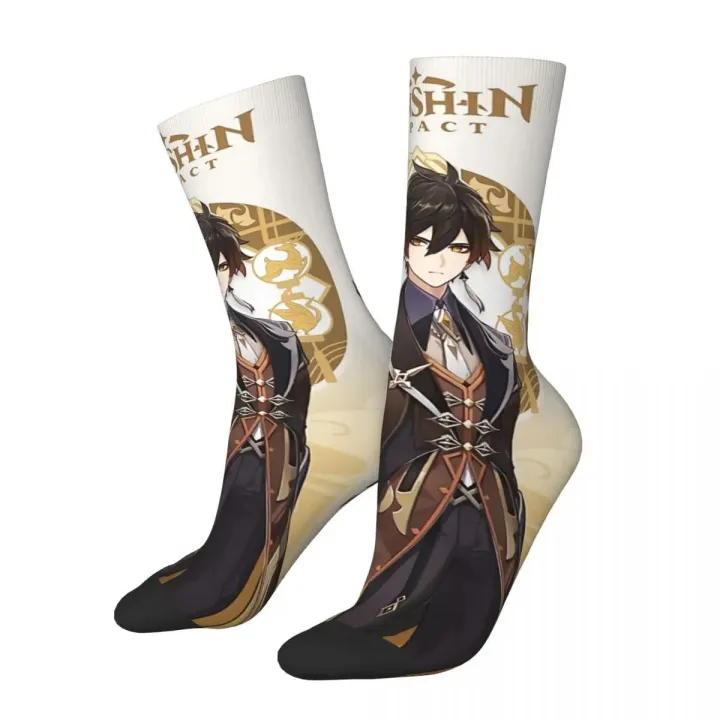 Genshin Impact Zhongli Men Women Socks Cycling Novelty Spring Summer Autumn Winter Stockings Gift