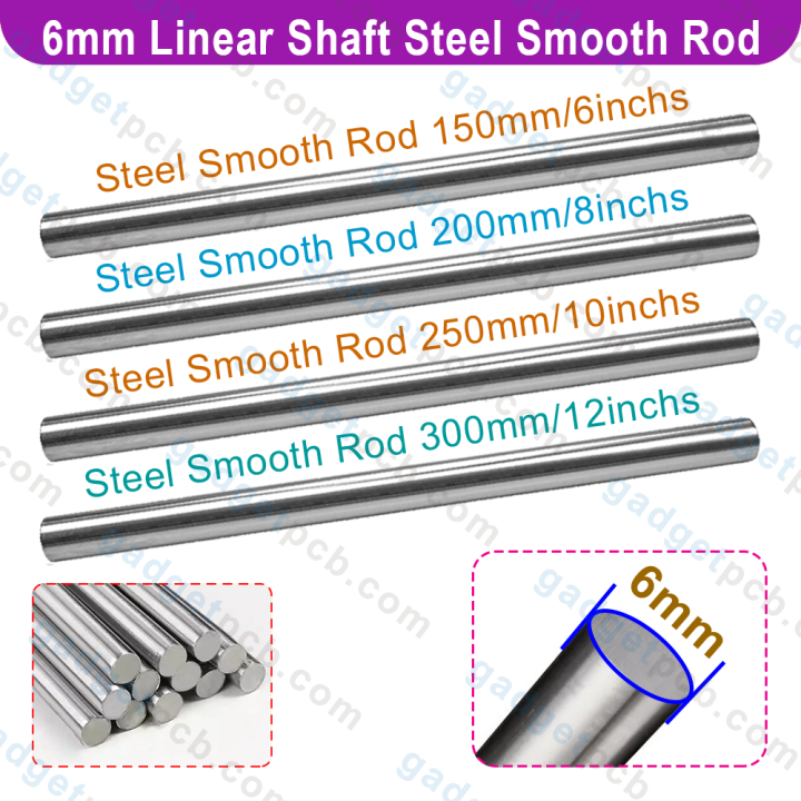 6mm Smooth Rod 6mm Linear Shaft Stainless Steel Smooth Rod Length 150mm 200mm 250mm 300mm / 6 Inches 8 Inches 10 Inches 12 Inches Motion Guide for 3D Printer CNC Machine