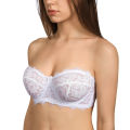 DOBREVA Women's Lace Strapless Bra Plus Size Underwire Unlined Multiway Balconette Bras.
