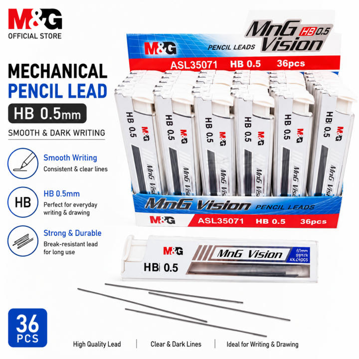 M&G Mechanical Pencil Lead HB 0.5mm Smooth Writing Lead Refills for Mechanical Pencil