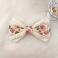 Embroidery Bow Lace Hair Clip For Women Girls Elegant Spring Clip Hair Accessories Fashion Big Bow Hair Clip Yao Store. 