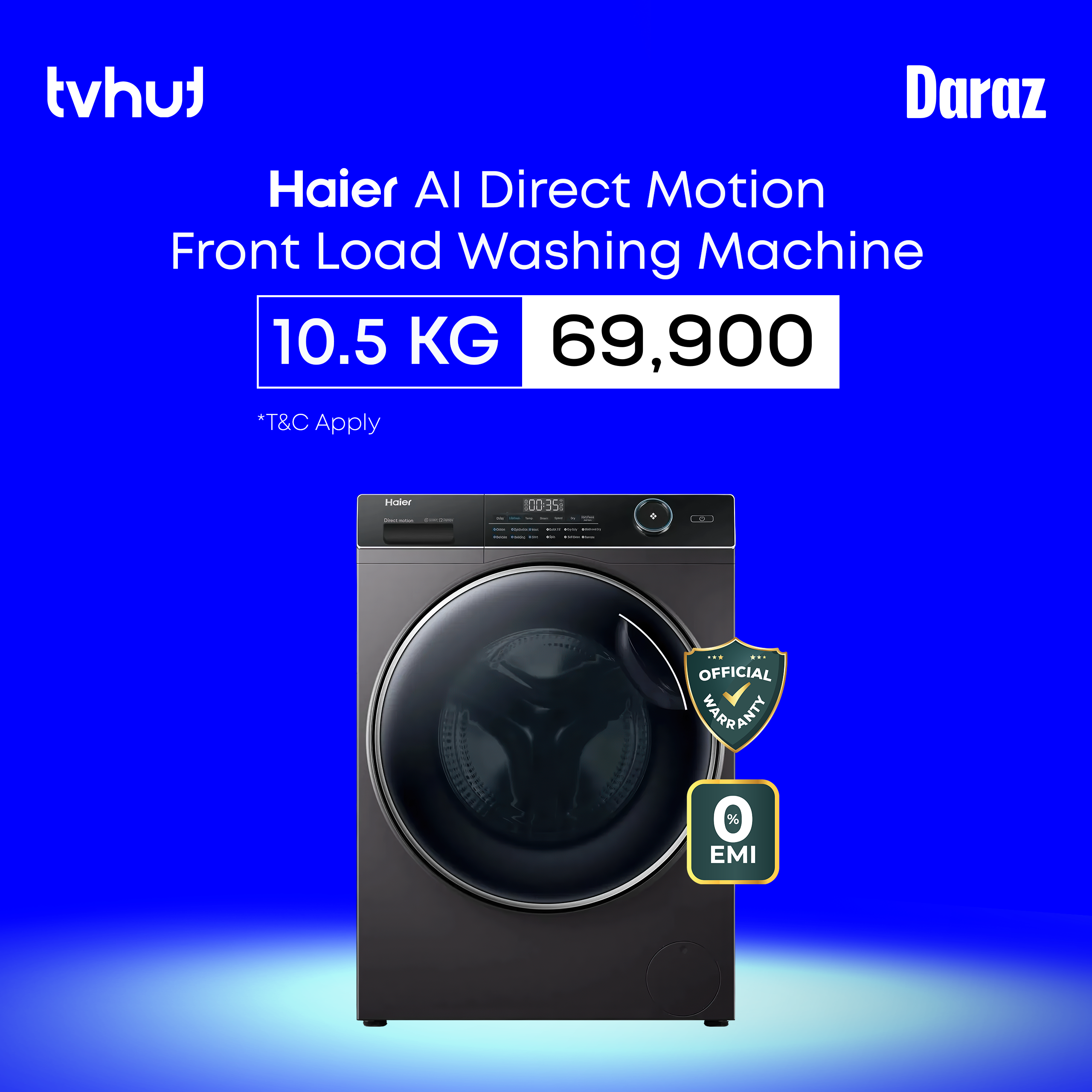 Haier 10.5 KG AI Direct Motion Front Load Washing Machine With Official Warranty