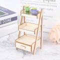 【Yurui】1:12 Dollhouse Wood Shelf Flower Stand Doll House Model.