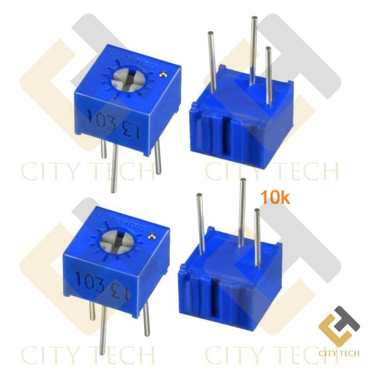 2Pcs Small 3386 103 10K Ohm Square Shape Potentiometer 3 Pin Leads 10K 103 1/2W Potentiometer Top Adjustment Variable Resistors 10K Ohm 103 Trimpot Trimmer Potentiometer Trim Pot