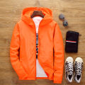 Spring and Autumn Men's Jacket Plus Size Jacket Teen Student Korean Version Thin Top Hooded Windbreaker Jacket Printed Logo.
