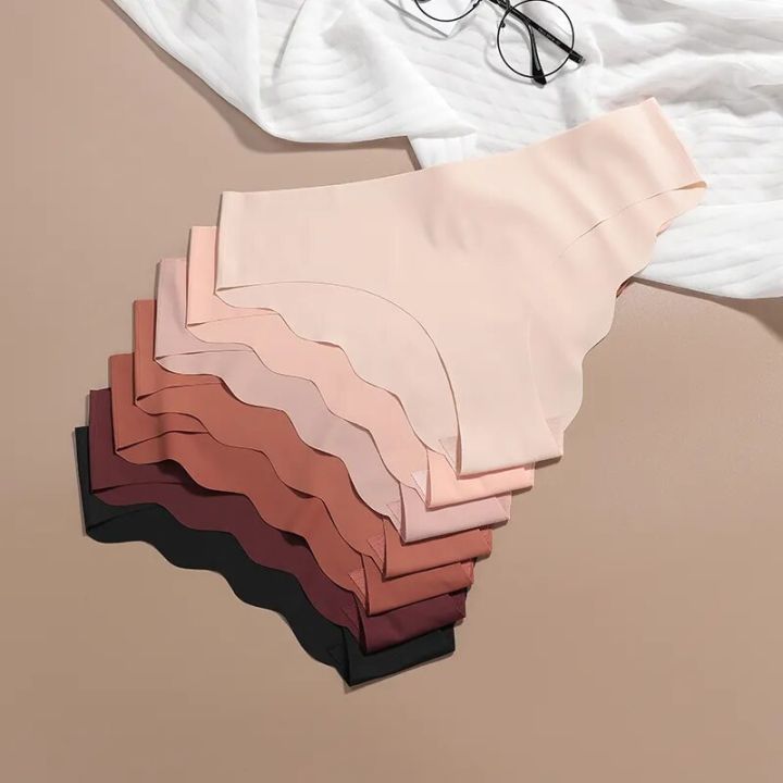 2023 New Design Laser Cut Ladies Low Waist No Trace Panty Women Comfortable Ice Silk Invisible Seamless Panties