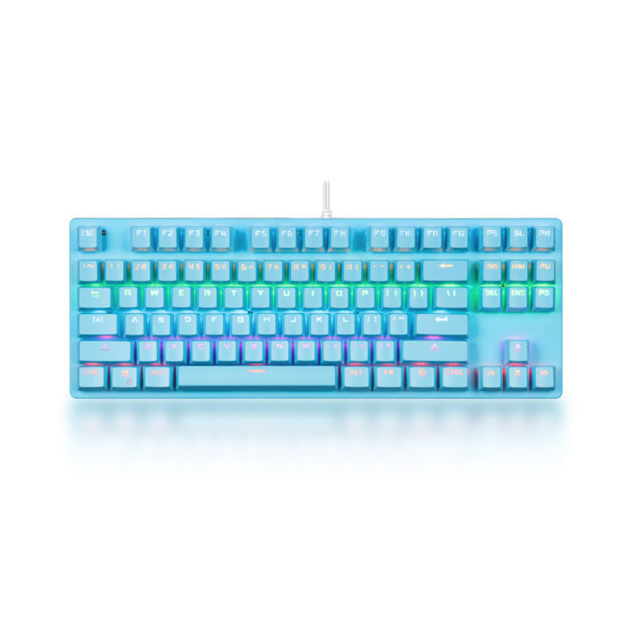 HXSJ%2087-key%20Mechanical%20Keyboard%20Wired%20Keyboard%20RGB%20Backlit%20Keyboard%20Blue%20Switch/%2026-key%20Rollover/%20Multimedia%20Combination%20Keys%20White%20-%20Image%202
