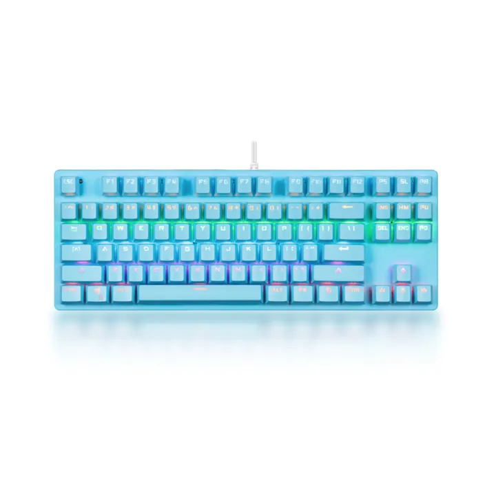 HXSJ%2087-key%20Mechanical%20Keyboard%20Wired%20Keyboard%20RGB%20Backlit%20Keyboard%20Blue%20Switch/%2026-key%20Rollover/%20Multimedia%20Combination%20Keys%20White%20-%20Image%202