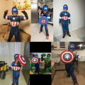 Captain America Child Cosplay Costume Superhero Bodysuit Shield and Gloves Halloween Muscle Costume for Boys and Girls. 