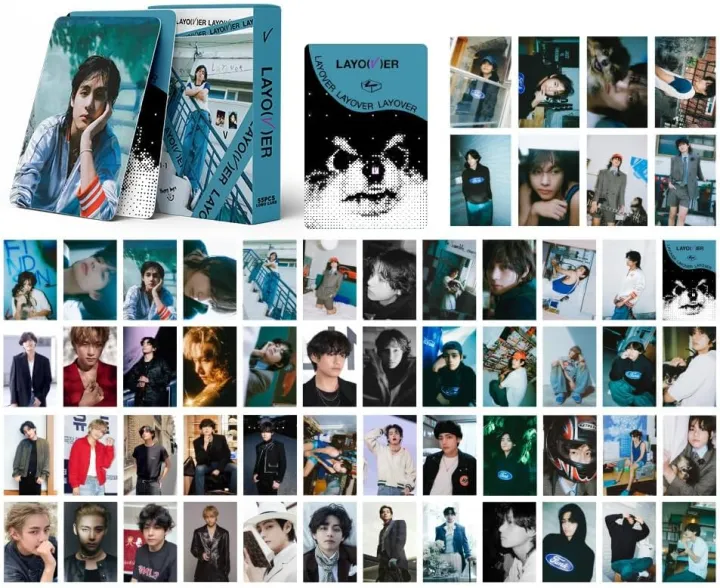 55 x Bangtan Boys V Kim Taehyung Photocards BTS Kim Tae Hyung Layover Solo for Fans Gift (BTS V-Layover3)