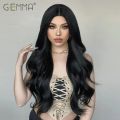 GEMMA Black Long Wavy Synthetic Wig Natural Black Body Wave Wigs for Women Afro Cosplay Daily Hair Middle Part Heat Resistant. 