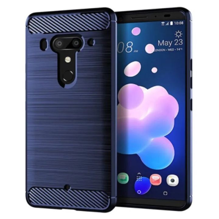 Shockproof Silicone Case for HTC U12 Plus U12+ Brushed Carbon Fiber Case for HTC U12plus u12 + Back Cover Coque Fundas