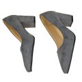 Aphixta Shoes Square Heel Women Pointed Toe Pumps Fashion Gray High Heels Flock Leather Black Party Shoes Plus Big size 47 48 50. 