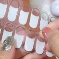 【Nice Day Toy Findings Store】(NEW)1Sheet UV Light Extend Nail Sticker Decorations 16pcs Solid Color Base Gel Nail Slider Semi Cured Gel Nail Strips French Tips * Y2. 