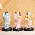 Plastics Everlasting Rose Unique Led Glass Dome Bouquet Romantic Illuminated Ornament for Birthday. 