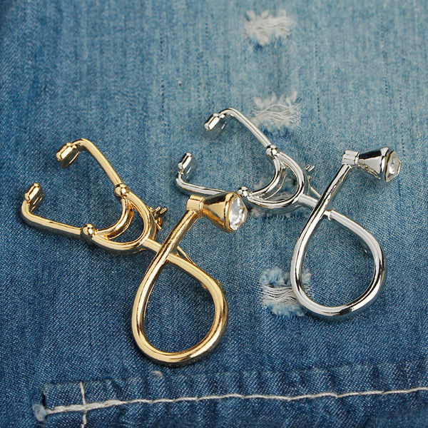 Metal%20Stethoscope%20Collar/Lapel%20Pin%20For%20Medical/Health%20Sector%20Professionals%20Brooch%20-%20Image%202