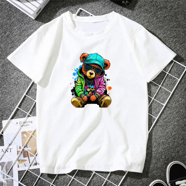 Cute%20Teddy%20Bear%20Print%20Shirt%20Short%20Sleeve%20O%20Neck%20Loose%20Tshirt%20Women%20Summer%20T%20shirt%20Men%20and%20Women%20Streetwear%20Cartoon%20Fashion%20Tee%20-%20Image%203