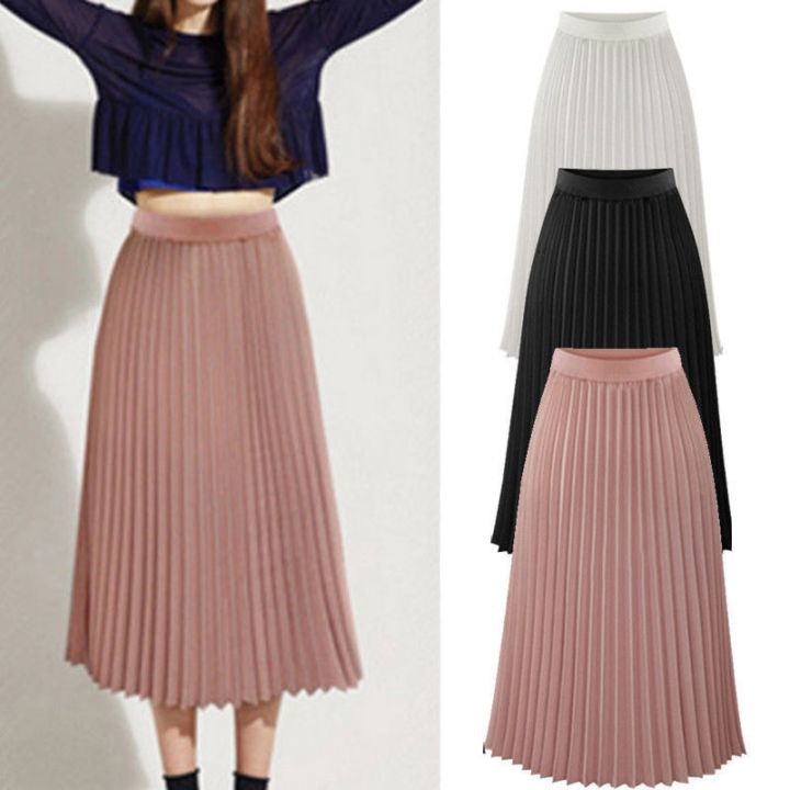 Elegant%20Long%20Skirts%20Womens%20Solid%20Pleated%20Elegant%20Midi%20Elastic%20Waist%20Maxi%20Skirt%20Korean%20Fashion%20Black%20Skirt%20Jupe%20Longue%20Femme%20-%20Image%203