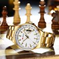 CURREN 8375 Gold Stainless Steel Analog Watch For Men- Gold & White.