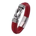 2024 High Quality Infinity Knot Leather Wristband Bracelet Pulsera Stainless Steel Magnetic Clasp Braided Leather Bracelet For Men.