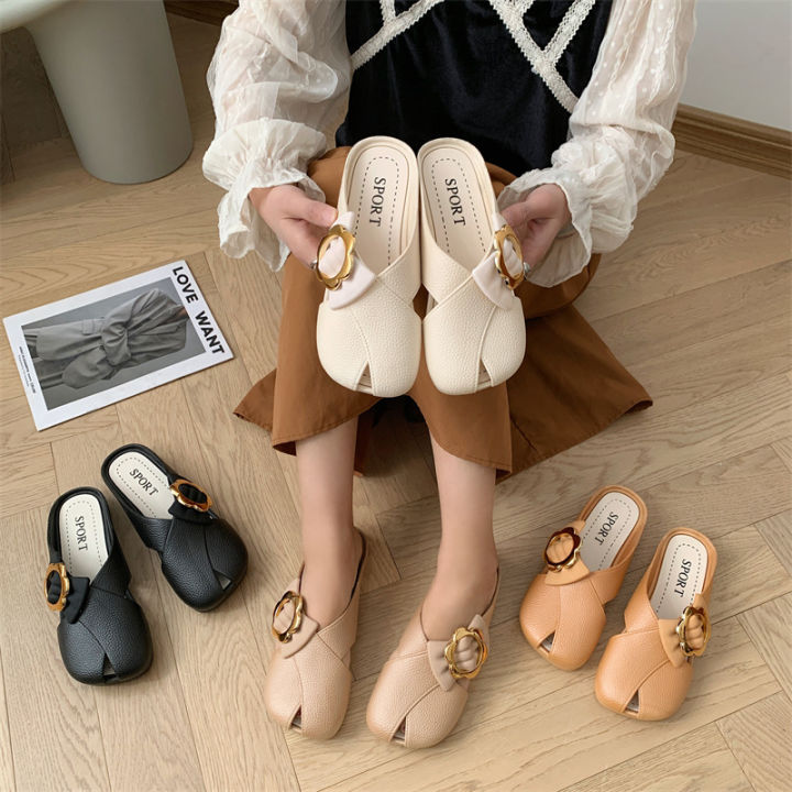 Heli shark new summer slippers wear fashion metal buckle open toe