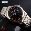 SKMEI 9069 Silver And RoseGold Two-tone Stainless Steel Analog Watch For Men - Black And RoseGold. 