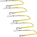 5 Pack Retractable Bungee Cord With Aluminum Lock Carabiner And Adjustable Loop End Black.