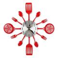 16 Inch Large Kitchen Wall Clocks with Spoons and Forks(Red). 
