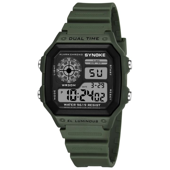 Men's Digital Watch SYNOKE 9619 Big Numbers Dial Large Face Waterproof LED Watches