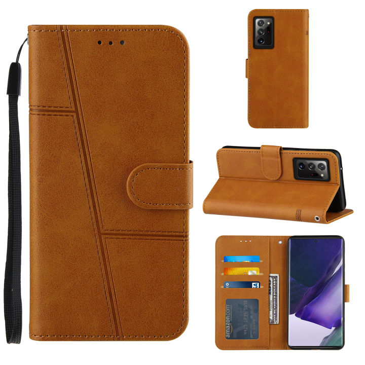 lthmy for Samsung Galaxy note20 ultra/note20 ultra 5G cover premium leather wallet case magnetic shock absorbing flip case with lanyard