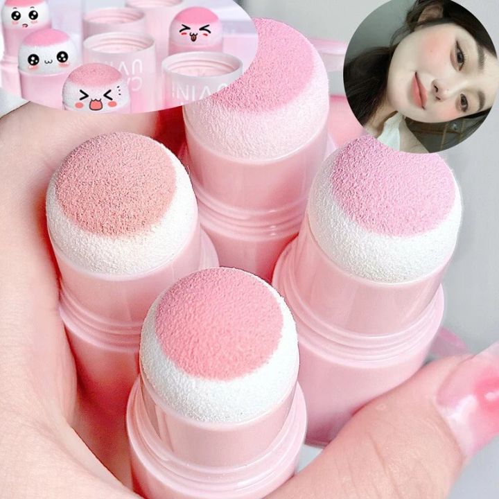 Cute Sponge Head Blush Stick Waterproof Brighten Facial Contour Powder Blush Cream Nature Lasting Cheek Lightening Korean MakeupHeadbands