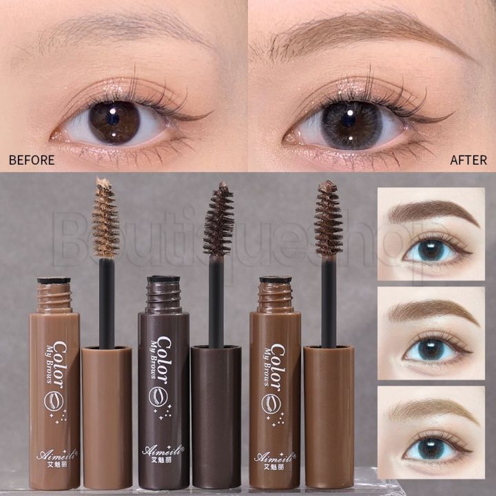 3 Shades of Long-Wearing Waterproof Eyebrow Mascara - Brown Liquid Gel for Three-Dimensional Eyebrow Dyeing, Perfect Eye Cosmetic for Women