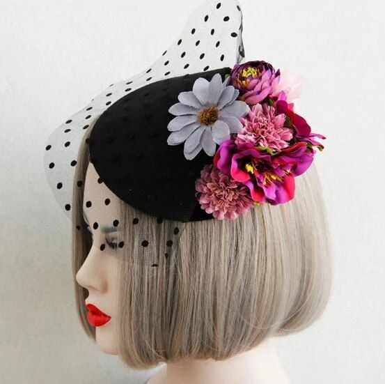 【beauty code store】Lady Flowers Veil Top Hair Clips Bridal Mini