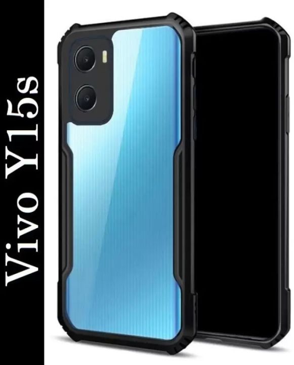 Back Cover for vivo Y15s (Black,Transparent)