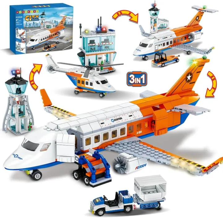 Plane Building Blocks Airplane Building Set Passenger Airplane Building Set - 697 PCS 3 IN 1 ...