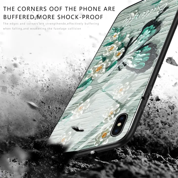 TA%20for%20OPPO%20A15%20A15S%20A35%20Back%20Cover%20Luxury%20Oil%20Painting%20Butterfly%20Tempered%20Glass%20Phone%20Case%20for%20Gril%20-%20Image%203