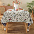 New vintage oil painting style tablecloth, TV cabinet cover towel, American jacquard cotton linen cover cloth, household rectangular tablecloth. 
