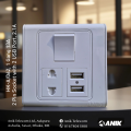 Switch-Socket, Anik Gang Switch, Gang Switch, 1 Gang 2 Pin Socket With 2 Port Usb Mobile Phone Charger, 2.1Amp - Remote Control Switch.
